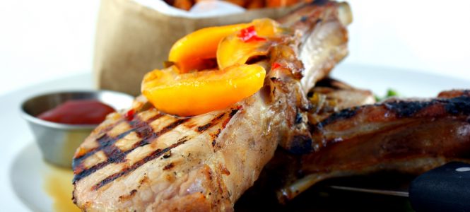 Grilled Pork Chops with Spicy Balsamic Grilled Peaches – Harvest Grilling Series SONY DSC